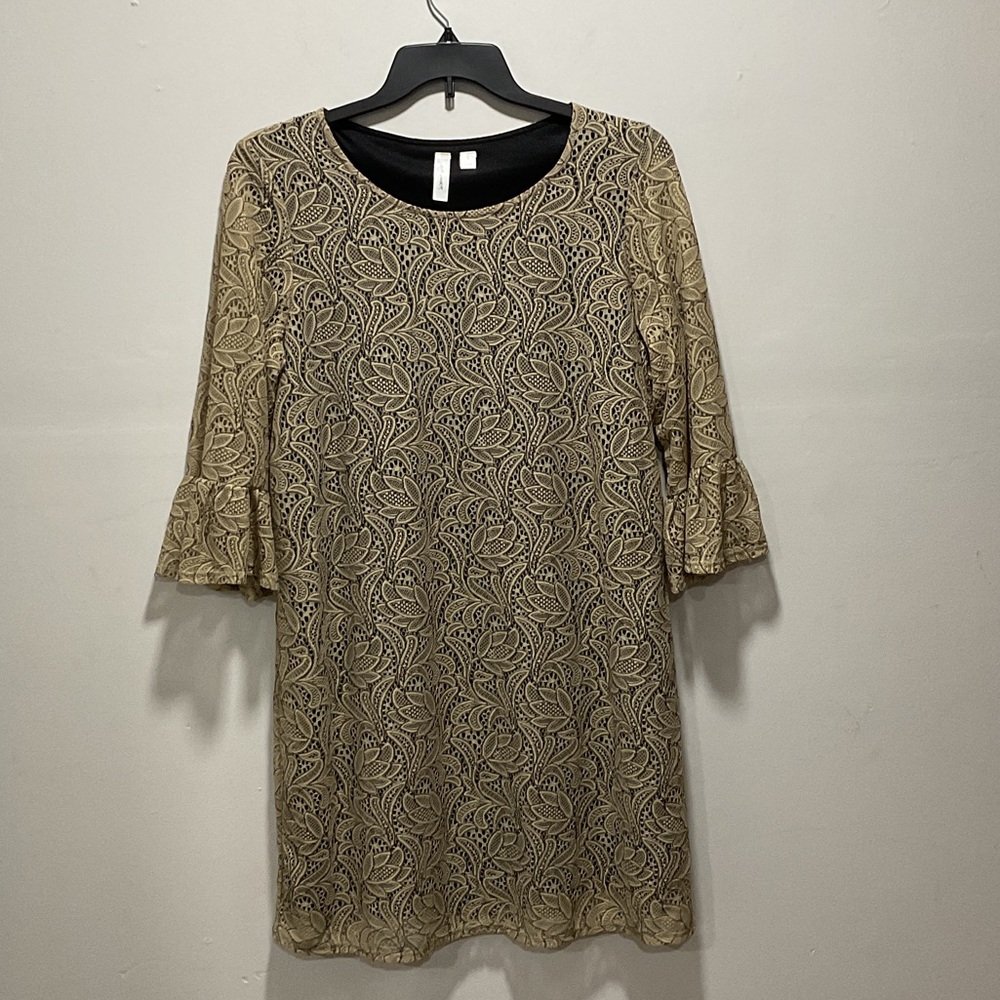 Tacera Elegant Black and Cream Lace Dress